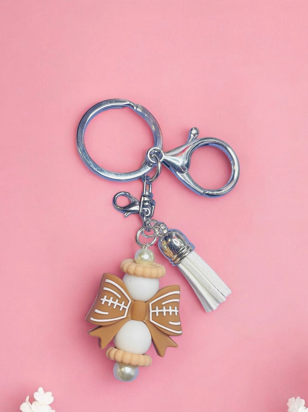 football bow keychain