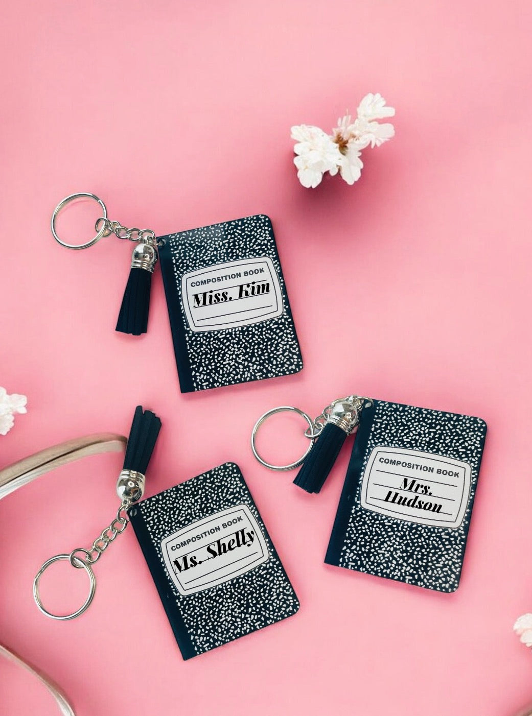 custom composition notebook keychain