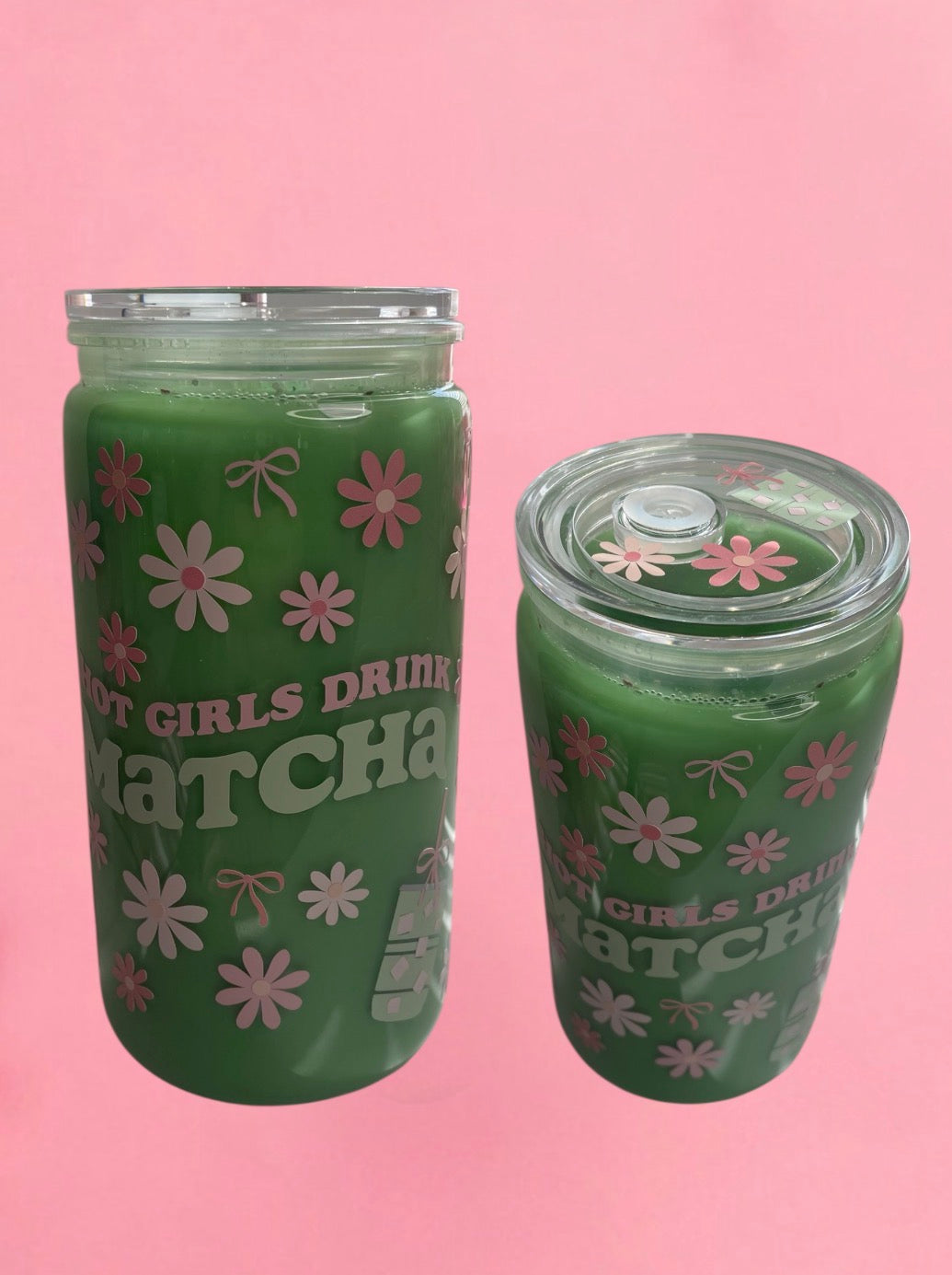 hot girls drink matcha cup