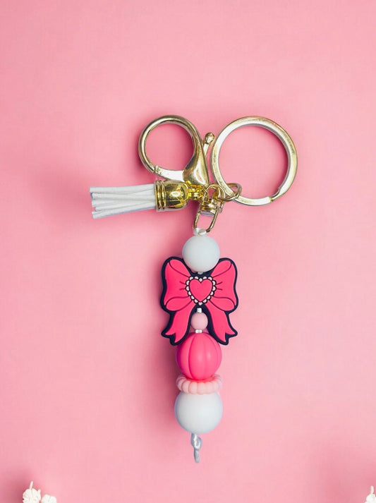 pink bow keychain