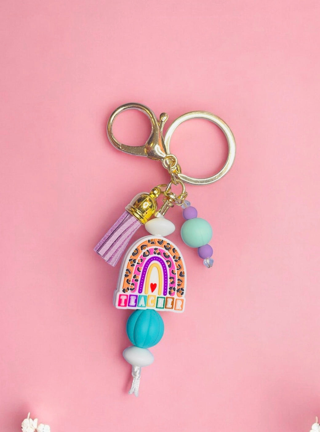 Rainbow teacher Keychain