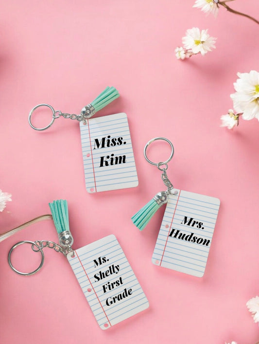 customizable notebook paper keychain
