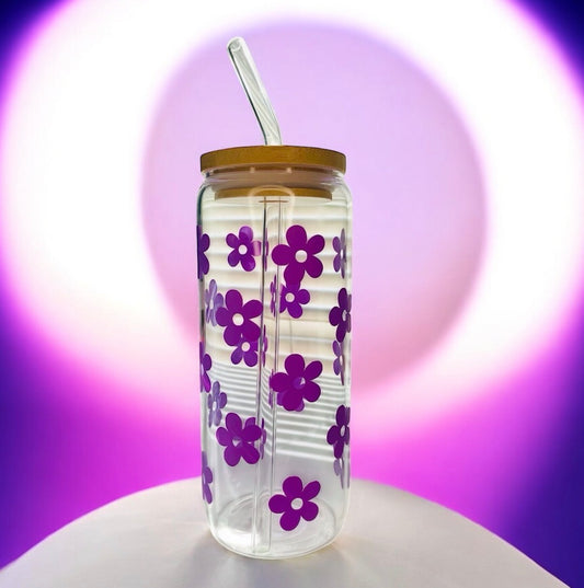 daisy glass can cup