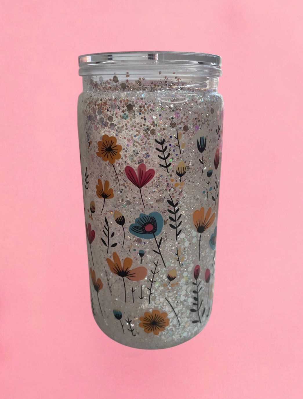 floral glitter cup