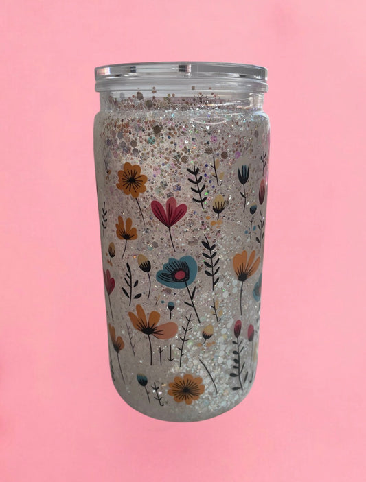 floral glitter cup