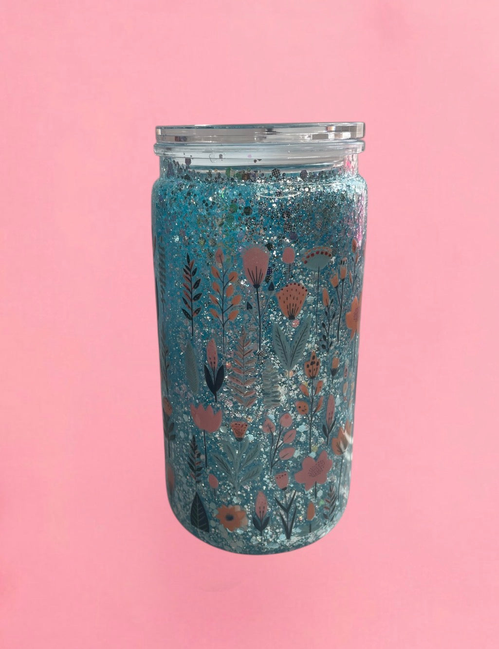 floral glitter cup