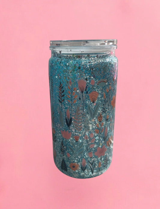 floral glitter cup